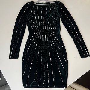 Windsor green velvet dress with sequins